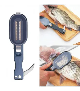 Fish scale remover with a scale collector & knife
