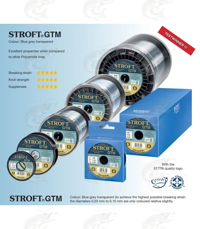 show original title Details about   STROFT GTM monofilament fishing Line 50-500m 0,10-0,60mm Fishing Line Carp Carp 