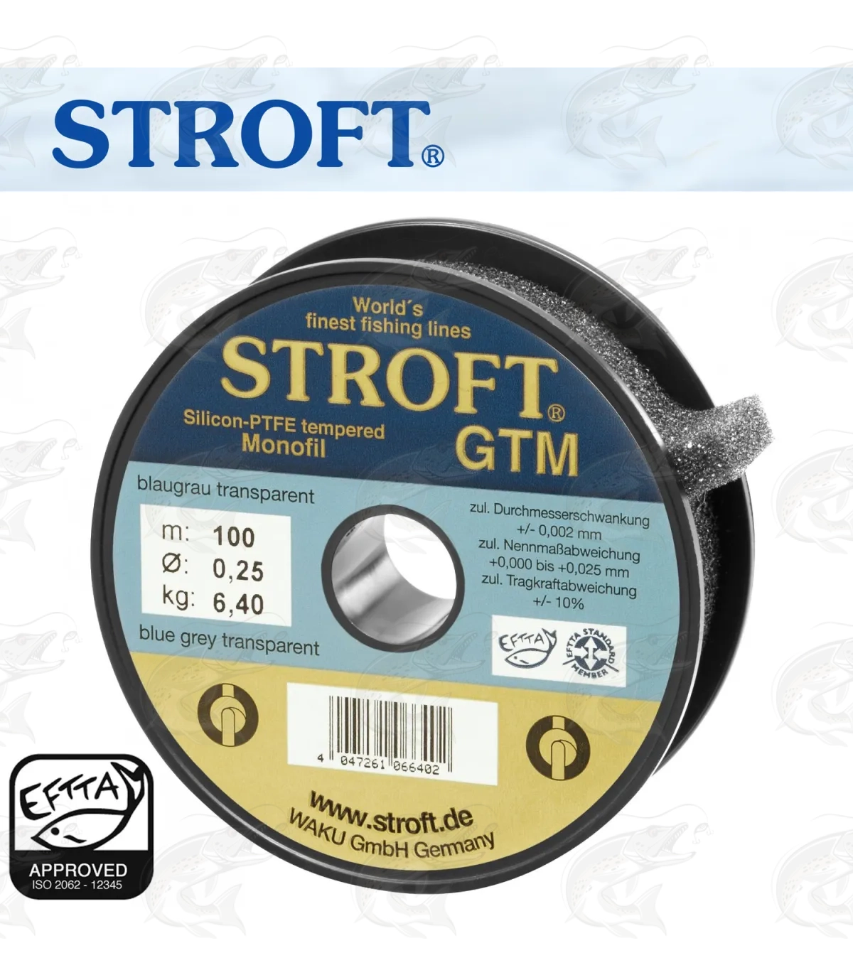 STROFT GTM Fliegenvorfach 3er Pack 280 cm 9 ft 0.10 bis 0.42 mm Blaugrau transp. 