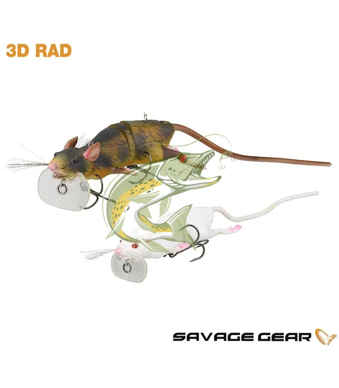 Lot of 3) Savage Gear 3D 7 3/4 Rad Rat Topwater Lures