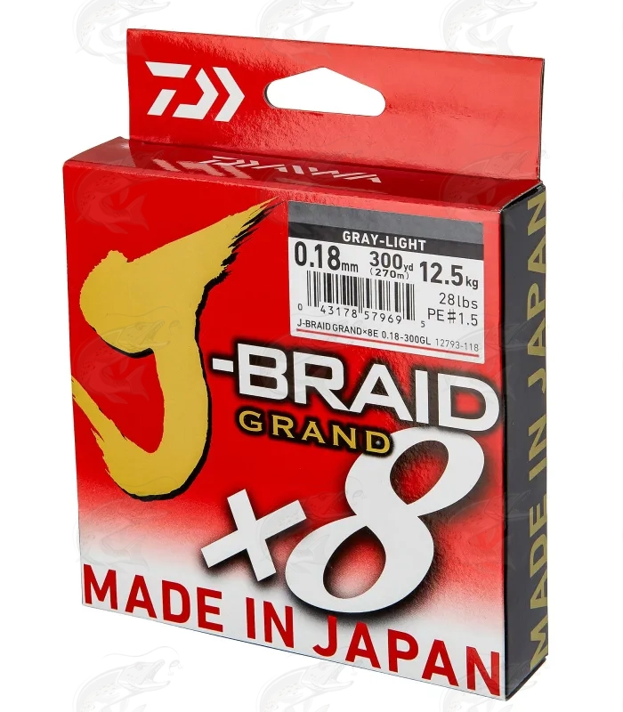Daiwa J-Braid Grand X8 135m Light Grey Ligne Tresse 