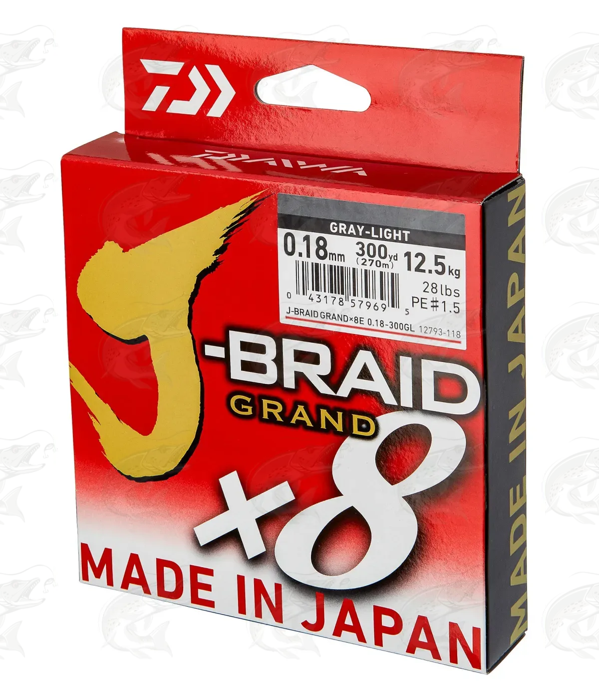 Grey - Daiwa J-Braid X8/X4 Braided Fishing Line