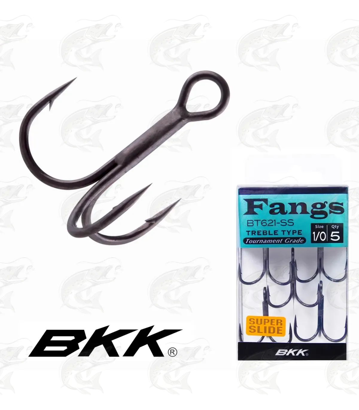 BKK Spear-21 SS Treble Hooks - Size 1/0 - Super Slide Carbon Steel Hook