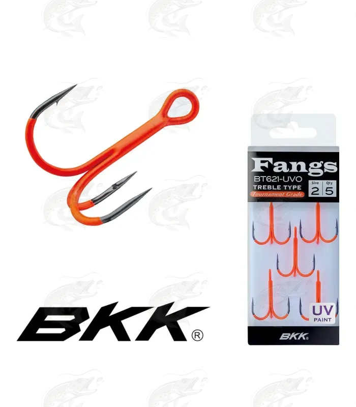 BKK Freshwater Fishing Orange UV Coated Treble Lure Hook SPEAR-21 UVO