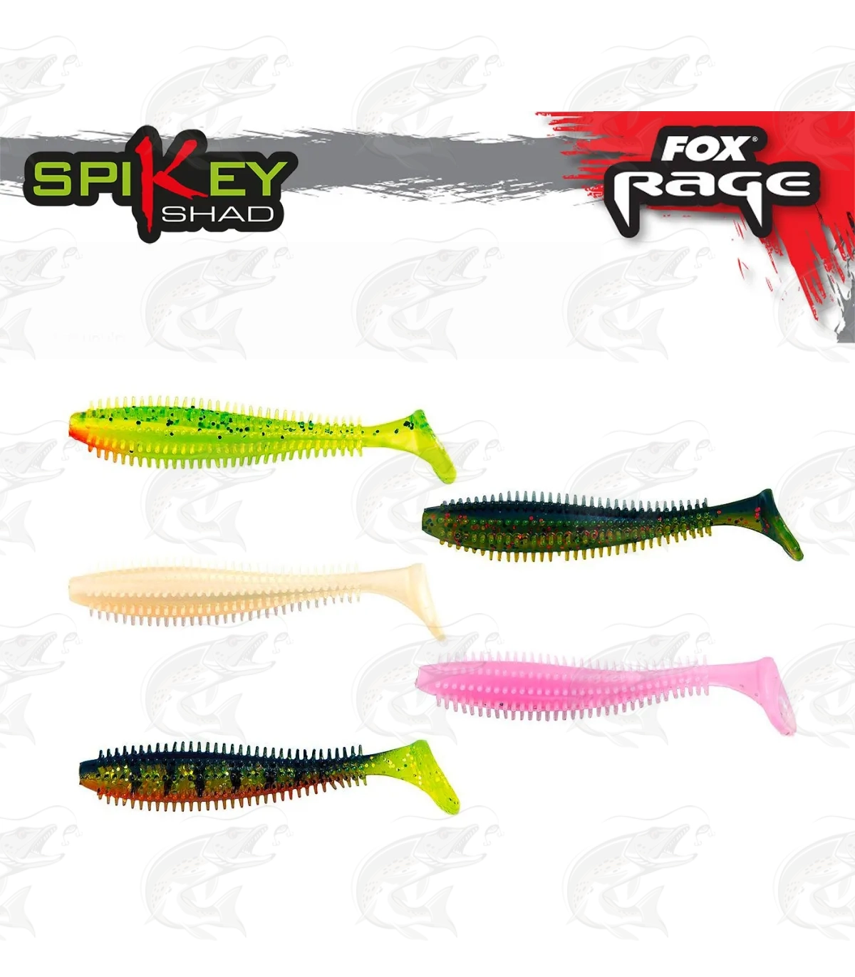 Fox Rage Spikey Shad Unloaded Mixed Colours 5pk ALL SIZES Fishing tackle 
