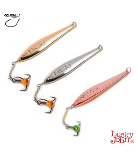 Lucky John S-2-Z vertical jig with a chain and a treble hook